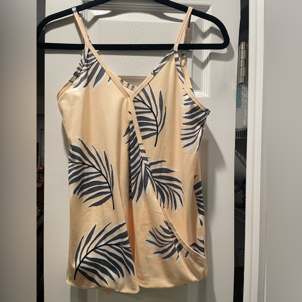 Yellow tank top with leaf pattern